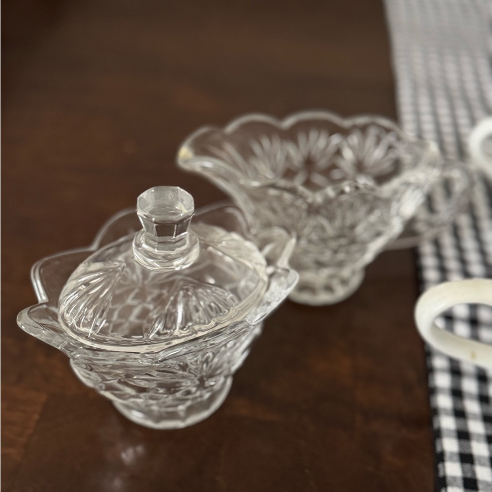 Elegant Clear Glass Sugar and Creamer Set